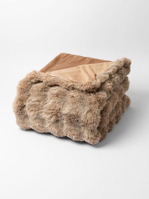 Faux Fur New Blizzard Blanket Browns  150x180cm