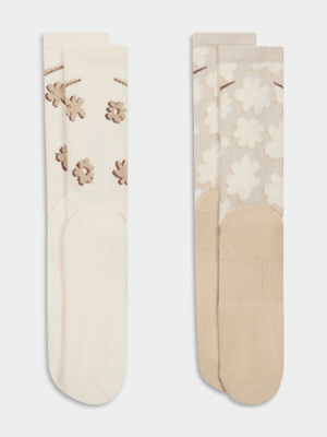 Nike Unisex 2-Pack Everyday Plush Beige Socks