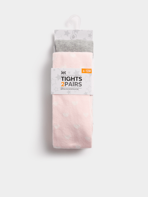Jet Toddler Girls Pink/Grey 2 Pack Tights