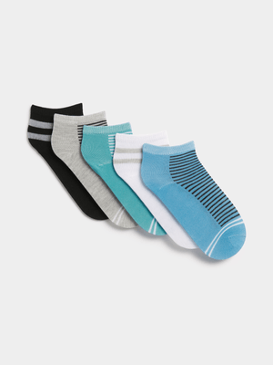 Jet Older Boys Multicolour 5 Pack Low Cut Socks