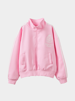 Cotton On Kids Girl Pink Active Long Sleeve Zip Through Jacket