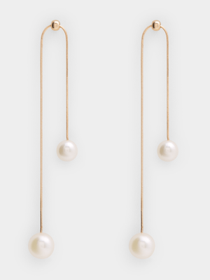 Snake Chain Pearl Drop Earrings