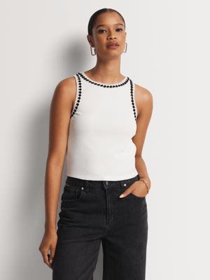 Embroidered Rib Tank Top
