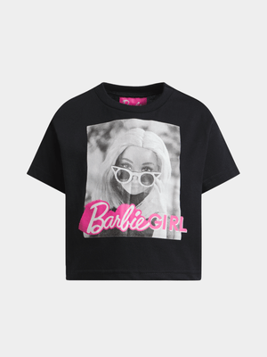 Jet Younger Girls Black Barbie Boxy T-Shirt