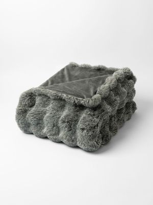 Faux Fur New Blizzard Blanket Greys  150x180cm
