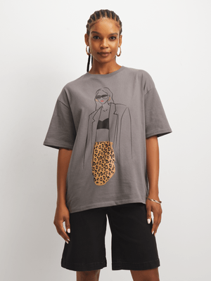 Jet Women's Grey Graphic T-Shirt