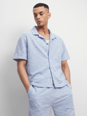 The FIX Men's Blue Boucle Co-Ord Shirt