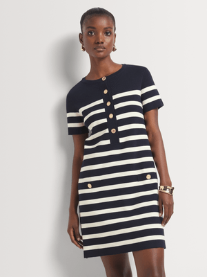 Button Knit Shift Dress