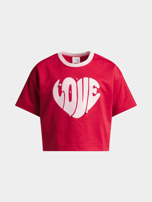 Girls Knit Love Fleece Short Sleeve Tee