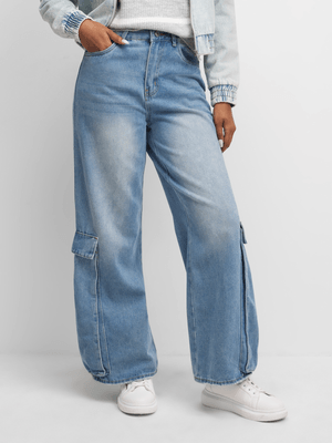 Jet Women's Blue Utility Wide Leg Jeans