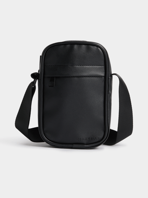 Men's Markham Debossed Rubberized Black Crossbody Bag