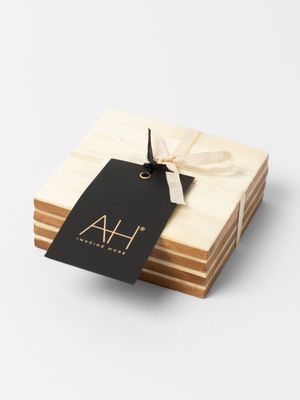 AH Ivory Bone Coaster Set of 4