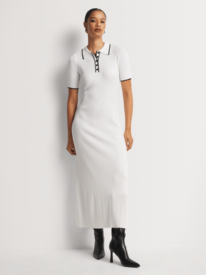 Tipped Polo Column Dress