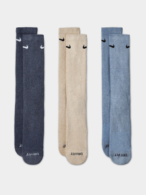 Nike Everyday Plus Cushioned 3 Pack Assorted Crew Socks