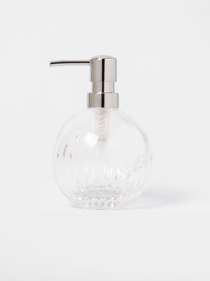 Clear Lined Glass Soap Dispenser