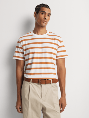 Men's Markham Horizontal Stripe Rust/Milk T-Shirt