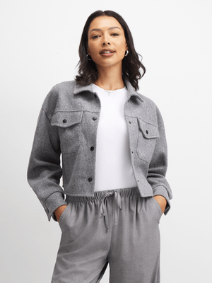 Jet Women's Grey Crop Shacket