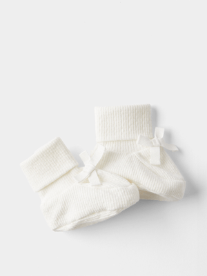 Cotton On Baby Cream Organic Pointelle Booties