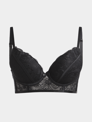 Jet Women's Black Long Line Bra