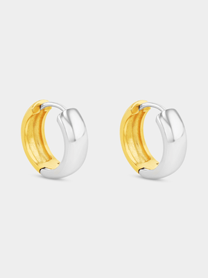 Gold Plated Sterling Silver Two-Tone Hoop Earrings