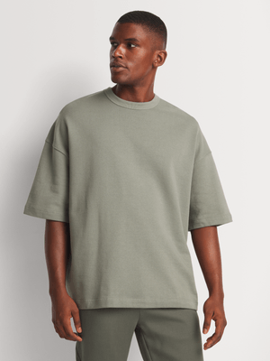 Men's Markham Oversized Unbrushed Fleece Green T-Shirt