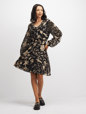 Jet Women's Stone/Black Floral Tiered Dress