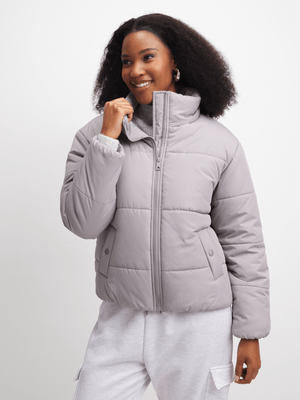 Exact Women's Grey Puffer Jacket