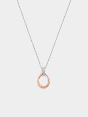 Gold Plated Sterling Silver Cubic Zirconia Open Teardrop Pendant