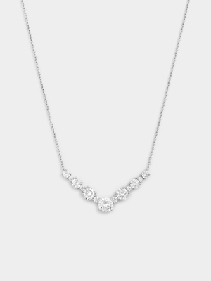 Sterling Silver Cubic Zirconia Chevron Bar Necklet