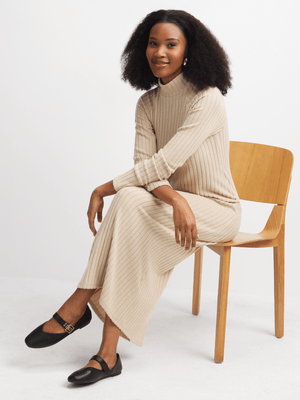 Exact Women's Natural Ribbed Dress