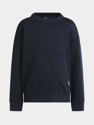 Exact Older Boy's Navy Textured Sweat Top
