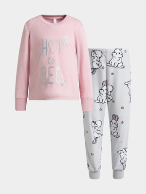 Exact Younger Girl's Grey & Pink Bunny Sleepwear Set