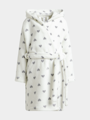 Exact Younger Girl's White & Grey Heart Gown