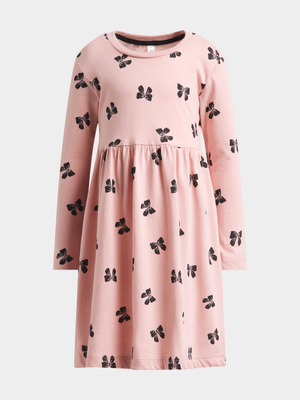 Exact Older Girl's Pink & Black Print Skater Dress