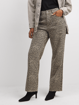Jet Women's Leopard Print Straight Leg Jeans