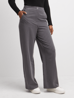 Jet Women's Gtrey/White Stripe Wide Leg Pants