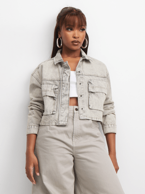 The FIX Women's Stone Bellow Pocket Denim Jacket