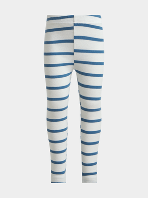 Jet Younger Girls White/Blue Stripe Leggings