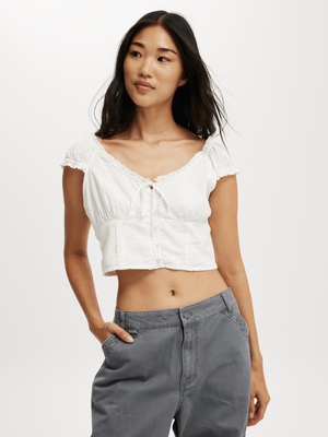Women's Cotton On White Kara Short Sleeve Top