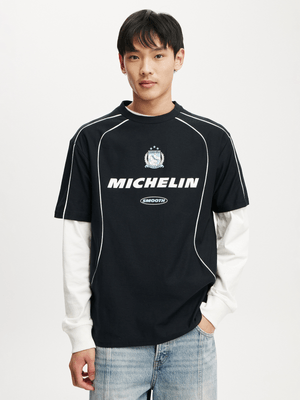 Men's Cotton On Black Loose Fit Michelin T-Shirt