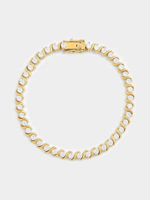 Gold Plated Sterling Silver Cubic Zirconia Embrace Tennis Bracelet