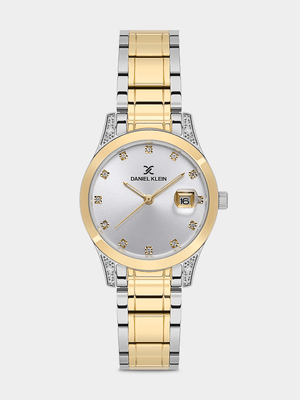 Daniel Klein Gold Plated Silver Tone Dial Two-Tone Bracelet Watch