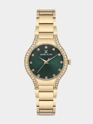 Daniel Klein Gold Plated Green Dial Bracelet Watch