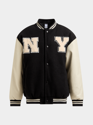 Jet Teen Boys Black Varsity Jacket