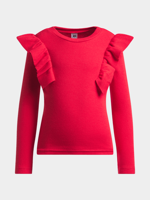 Jet Younger Girls Red Frill T-Shirt