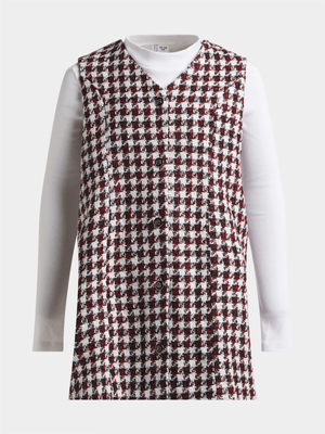 Girls Woven Boucle Pinafore Dress