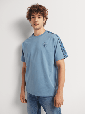 Fabiani Men's Blue Shoulder Tape T-shirt