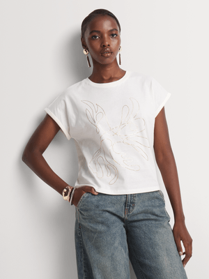 Metallic Squiggle Cap Sleeve T-Shirt