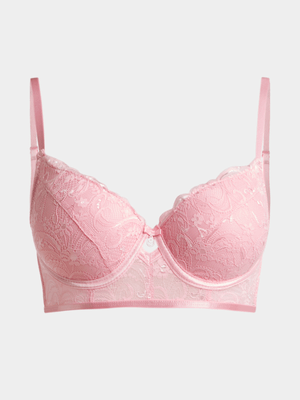Jet Women's Pink Key Hole Longline Bra