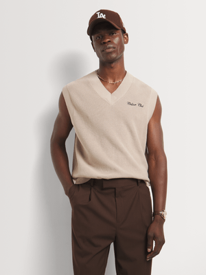 Men's Markham Sleeveless V-Neck Natural Knitwear